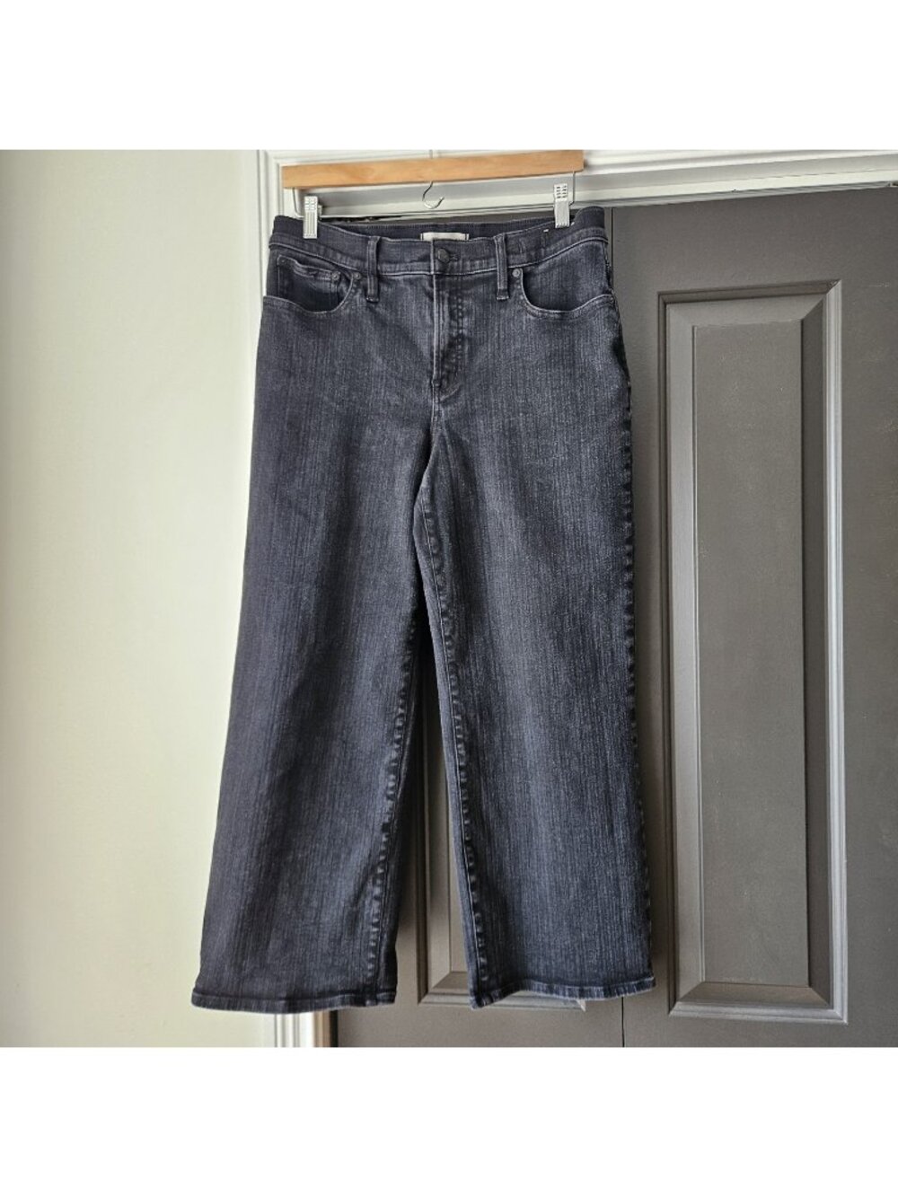 Madewell Black Perfect Vintage Wide Leg Ankle Crop Jeans High Waist Womens 31 P